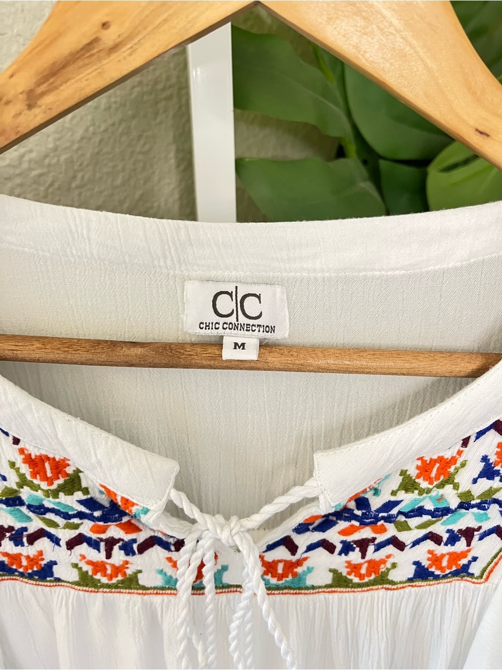 White Boho Embroidered Ruffle Blouse - Picture 2 of 6